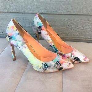 Ted Baker London Multicolor Floral Print Pointed Toe Heels